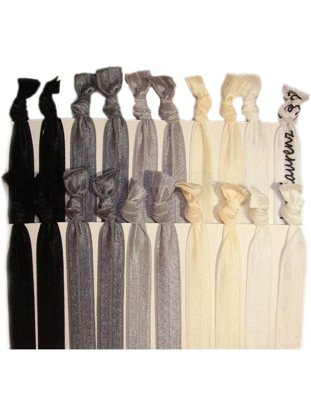 20 Pack No Crease Hair Ties - Ouchless Black Ombre Ponytail Holders & Styling